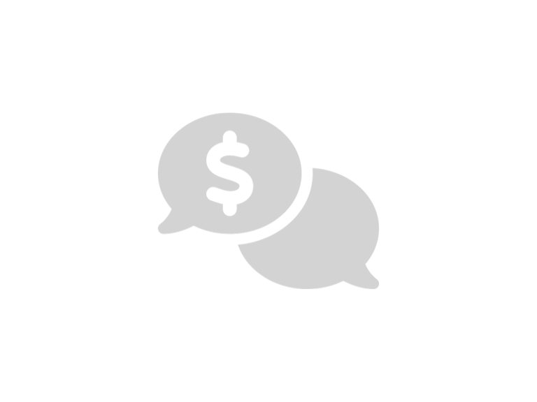 icon with 2 speech bubbles, one with a dollar sign