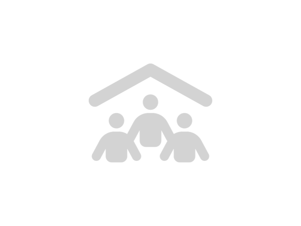 icon with a roof and three people